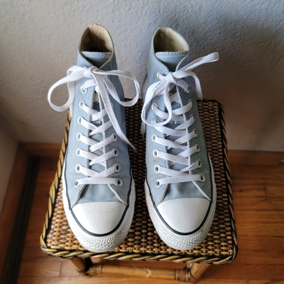 Converse Shoes - Converse All Star Womens 9 Mens 7 Light Blue High Top Lace Up Classic Sneakers